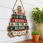 Custom Christmas Jesus Is the Reason Family Decor - Personalized Shaped Wood Sign - Christian Families