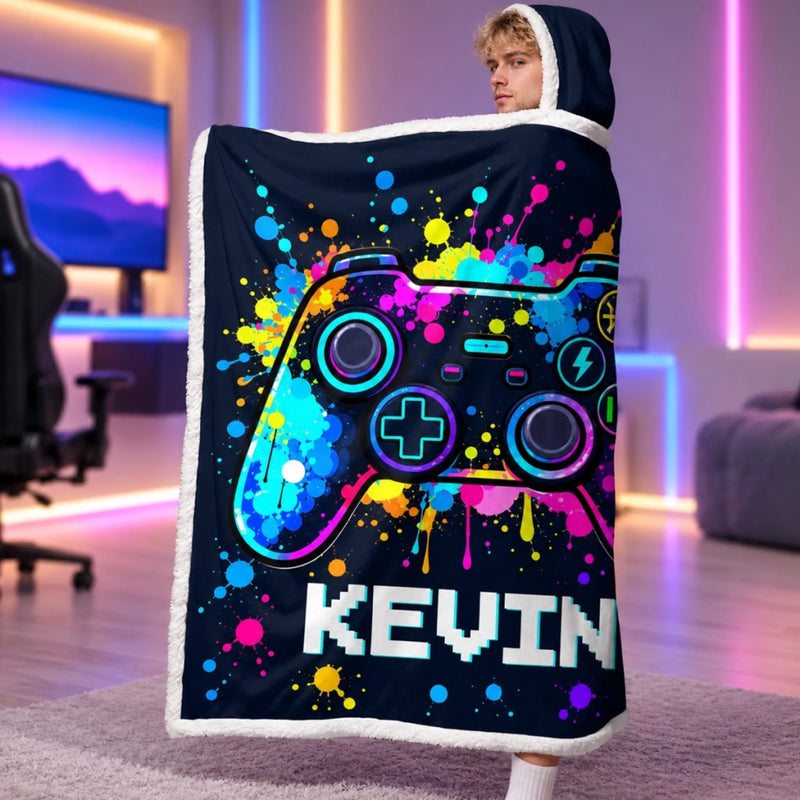 Custom Name Gamer Gifts for Gamers - Personalized Wearable Blanket Hoodie - Do Not Disturb I’m Leveling Up