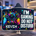 Custom Name Gamer Gifts for Gamers - Personalized Wearable Blanket Hoodie - Do Not Disturb I’m Leveling Up