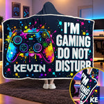 Custom Name Gamer Gifts for Gamers - Personalized Wearable Blanket Hoodie - Do Not Disturb I’m Leveling Up