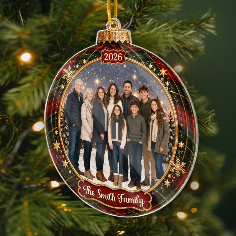 Custom Family Photo Christmas Gifts - Personalized Acrylic Ornament - All Hearts Under One Roof
