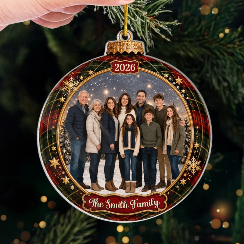 Custom Family Photo Christmas Gifts - Personalized Acrylic Ornament - All Hearts Under One Roof