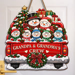 Custom Name Snowman Family Christmas Gifts for Grandparents - Personalized Custom Shaped Wood Sign - Christmas Crew