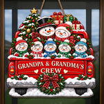 Custom Name Snowman Family Christmas Gifts for Grandparents - Personalized Custom Shaped Wood Sign - Christmas Crew