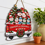 Custom Name Snowman Family Christmas Gifts for Grandparents - Personalized Custom Shaped Wood Sign - Christmas Crew