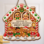 Custom Name Christmas Gingerbread House Gifts for Grandparents - Personalized Shaped Wood Sign - Sweet Home