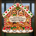 Custom Name Christmas Gingerbread House Gifts for Grandparents - Personalized Shaped Wood Sign - Sweet Home