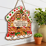 Custom Name Christmas Gingerbread House Gifts for Grandparents - Personalized Shaped Wood Sign - Sweet Home