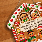 Custom Name Christmas Gingerbread House Gifts for Grandparents - Personalized Shaped Wood Sign - Sweet Home