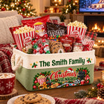 Custom Family Name Christmas Movie Night Decor - Personalized Storage Basket - Nice Weekend