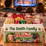 Custom Family Name Christmas Movie Night Decor - Personalized Storage Basket - Nice Weekend