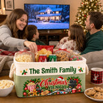 Custom Family Name Christmas Movie Night Decor - Personalized Storage Basket - Nice Weekend