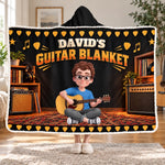 Custom Name Guitar Gifts for Guitar Players - Personalized Wearable Blanket Hoodie - My Guitar Blanket