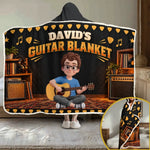 Custom Name Guitar Gifts for Guitar Players - Personalized Wearable Blanket Hoodie - My Guitar Blanket