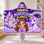 Custom Name Magical Unicorn Gifts for Kids - Personalized Photo Wearable Blanket Hoodie - Dream Big Sparkle More