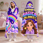 Custom Name Magical Unicorn Gifts for Kids - Personalized Photo Wearable Blanket Hoodie - Dream Big Sparkle More