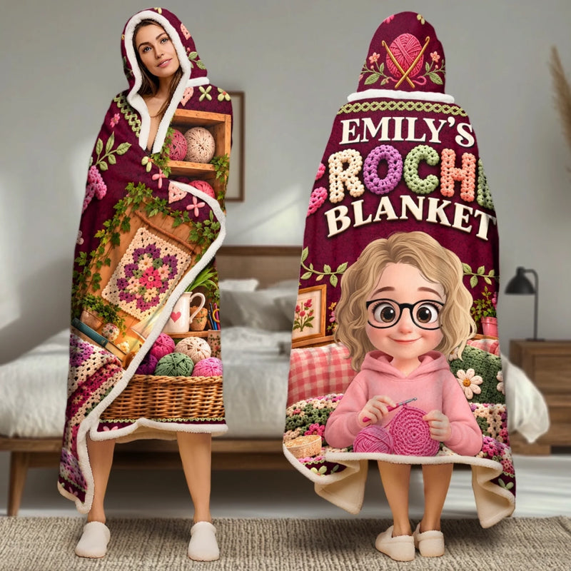 Custom Name Crochet Gifts for Crochet Lovers - Personalized Wearable Blanket Hoodie - Handmade Crafts