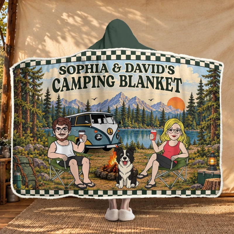 Custom Name Camping Gifts for Couples - Personalized Wearable Blanket Hoodie - Collect Moments Not Miles