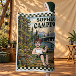 Custom Name Camping Gifts for Couples - Personalized Wearable Blanket Hoodie - Collect Moments Not Miles