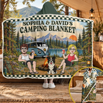 Custom Name Camping Gifts for Couples - Personalized Wearable Blanket Hoodie - Collect Moments Not Miles