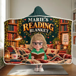 Custom Name Bookworm Cozy Gifts for Readers - Personalized Wearable Blanket Hoodie - Good Nights