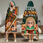 Custom Name Bookworm Cozy Gifts for Readers - Personalized Wearable Blanket Hoodie - Good Nights