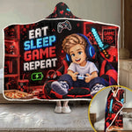 Custom Photo Gamer Gifts for Kids - Personalized Wearable Blanket Hoodie - Colorful Gamer