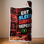 Custom Photo Gamer Gifts for Kids - Personalized Wearable Blanket Hoodie - Colorful Gamer