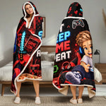 Custom Photo Gamer Gifts for Kids - Personalized Wearable Blanket Hoodie - Colorful Gamer