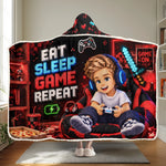 Custom Photo Gamer Gifts for Kids - Personalized Wearable Blanket Hoodie - Colorful Gamer