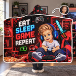 Custom Photo Gamer Gifts for Kids - Personalized Wearable Blanket Hoodie - Colorful Gamer