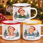 Custom Photo Christmas Gifts for Kids - Personalized Enamel Mug - Colorful Christmas
