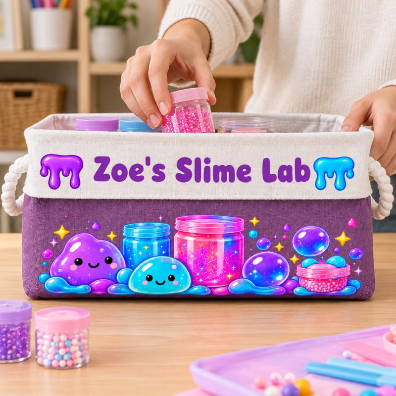 Custom Name Slime Lab Gifts for Kids - Personalized Storage Basket