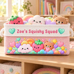 Custom Name Squishy Squad Gifts for Kids - Personalized Storage Basket