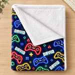 Custom Name Gamer Gifts for Kids, Gaming Lovers - Personalized Blanket - Game On, Cozy Up