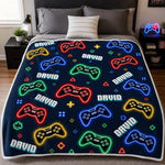 Custom Name Gamer Gifts for Kids, Gaming Lovers - Personalized Blanket - Game On, Cozy Up