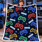 Custom Name Gamer Gifts for Kids, Gaming Lovers - Personalized Blanket - Game On, Cozy Up