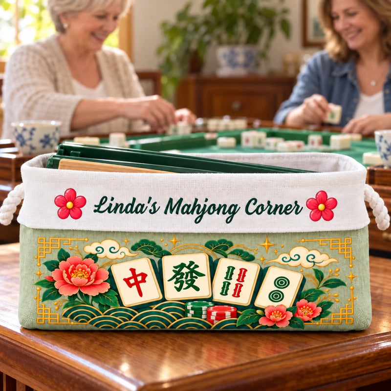 Custom Name Mahjong Corner Decor - Personalized Storage Basket