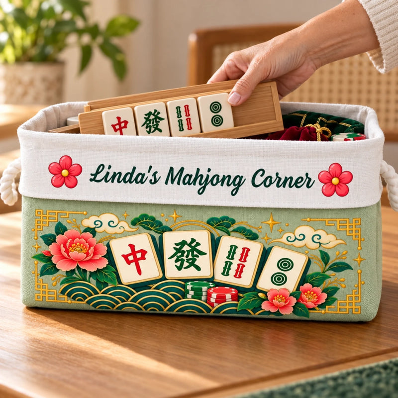Custom Name Mahjong Corner Decor - Personalized Storage Basket