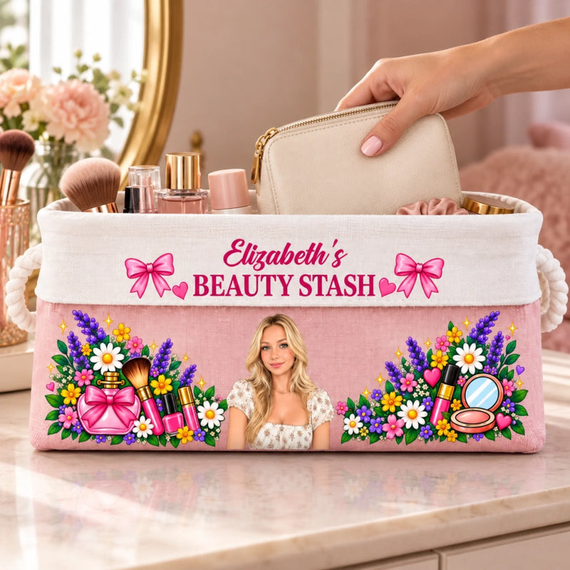 Custom Name Makeup Organizer Gifts for Women - Personalized Storage Basket