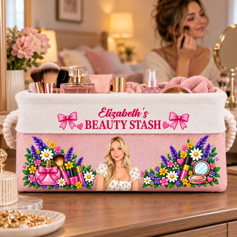 Custom Name Makeup Organizer Gifts for Women - Personalized Storage Basket