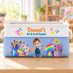 Custom Name Art & Craft Gifts for Kids - Personalized Storage Basket