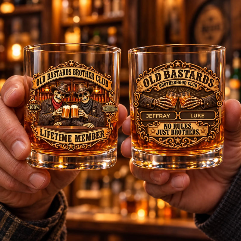 Custom Name Brotherhood Gifts for Brothers - Personalized Whiskey Glass
