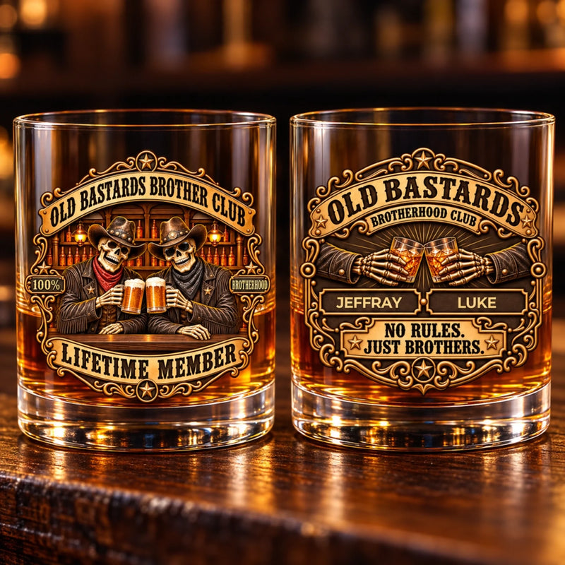 Custom Name Brotherhood Gifts for Brothers - Personalized Whiskey Glass