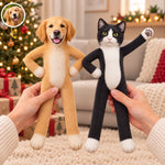 Custom Dog and Cat Photo Christmas Keepsake - Personalized Poseable Plush Doll - Pawsitively Naughty