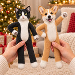 Custom Dog and Cat Photo Christmas Keepsake - Personalized Poseable Plush Doll - Pawsitively Naughty