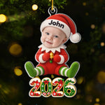 Custom Photo Elf Christmas Gifts for Kids - Personalized Acrylic Ornament - Too Cute To Be Naughty