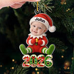 Custom Photo Elf Christmas Gifts for Kids - Personalized Acrylic Ornament - Too Cute To Be Naughty