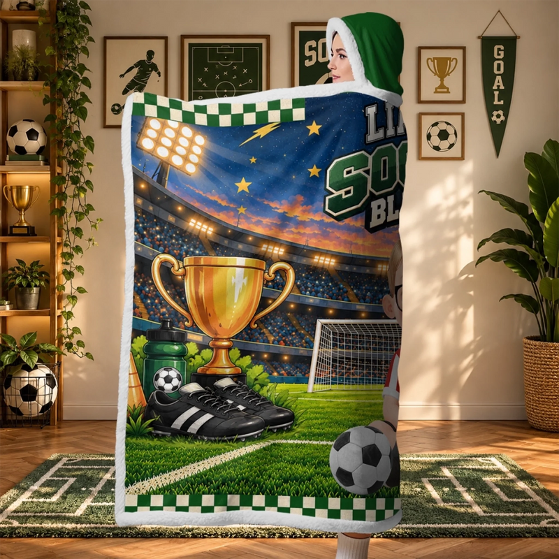 Custom Name Soccer Gifts For Kids - Personalized Wearable Blanket Hoodie - Born To Score