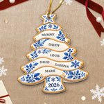 Custom Name Family Christmas Gifts - Personalized Acrylic Ornament - Blue And White